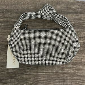 Silver Rhinestone Embellished Hobo Bag